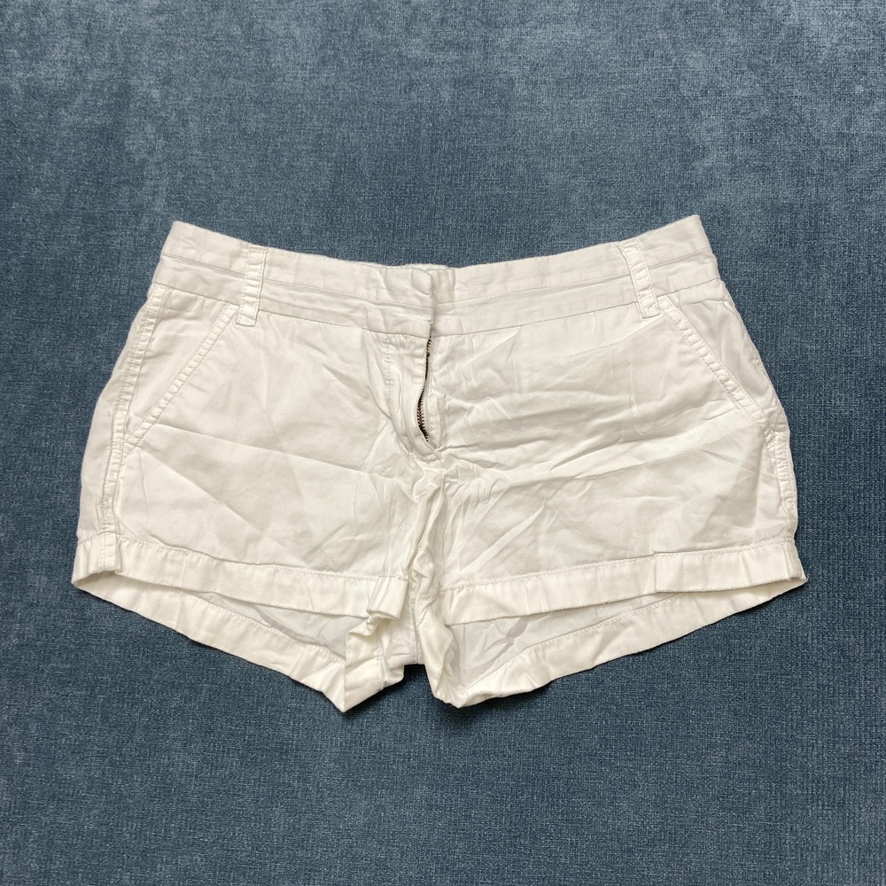 J.Crew Broken In Chino Shorts Womens 4 White Cotton Flat Front Slash Pockets